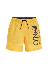 Žlté plavky s kvetinovým vzorom a čiernou šnúrkou. Vlastnosti: veľké čierne logo "O'Neill" na boku. Hladká textúra.