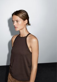 Massimo Dutti HALTER NECK - Top - dark brown