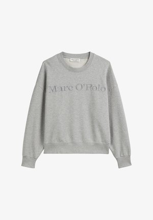 Grijze sweatshirt met een ronde hals, val-schouders en een relaxte pasvorm. Voorzien van de geborduurde tekst "Marc O'Polo" aan de voorkant.