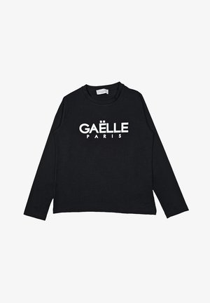 T-shirt nero a maniche lunghe realizzato in cotone, con la scritta bianca "GAËLLE PARIS" stampata sul davanti. Collo a giroclassico e vestibilità rilassata.