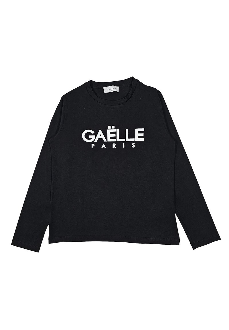 T-shirt nero a maniche lunghe realizzato in cotone, con la scritta bianca "GAËLLE PARIS" stampata sul davanti. Collo a giroclassico e vestibilità rilassata.