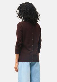 Authentic Cashmere COL ROND BOUTONNÉ DOS - Maglione - choco
