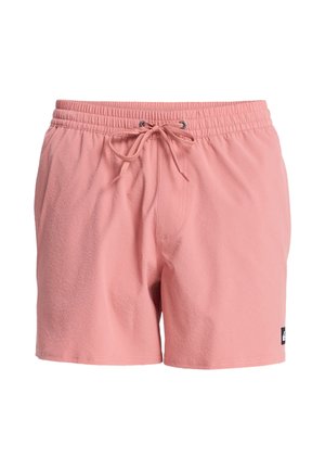Ružičaste kupaće hlače od laganog materijala, s elastičnim pojasom i vezicama, bočnim džepovima i malom zakrpom s logotipom.