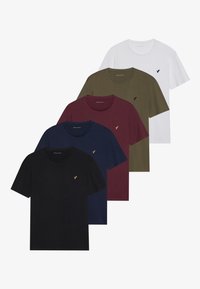 UNISEX 5 PACK - T-shirt basic - white/brown/dark blue