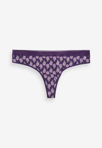Culotte en dentelle violette avec motif floral, fabriquée en matériau doux, dotée d'une finition en dentelle et d'un design sans coutures.