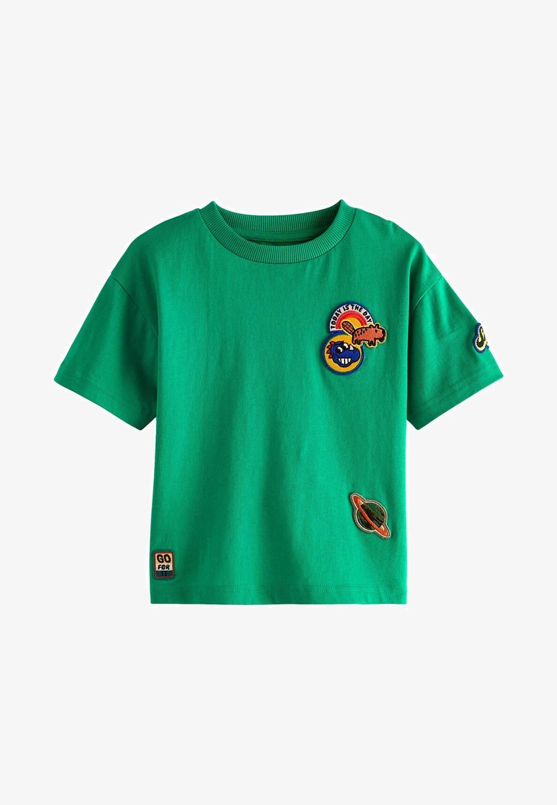 Next SHORT SLEEVE VARSITY REGULAR FIT - Apdrukāts T-krekls - green badges