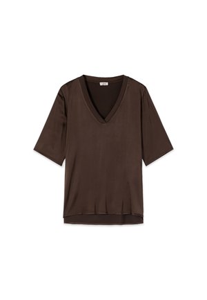 Oltre, BLUSA MANICHE CORTE - Blusa - marrone