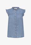 BLUSENTOP MIT RUNDHALS UND RÜSCHENDETAILS - Chemisier - light blue soft wash