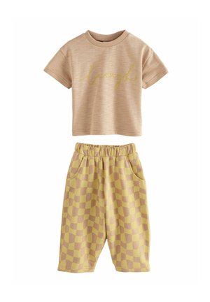SHORT SLEEVE AND WIDE LEG- REGULAR FIT SET - Tygbyxor - yellow checkerboard