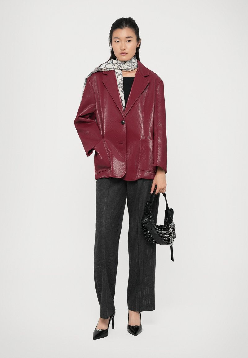 Dark Red Leather Jacket Oversized ASOS DESIGN Faux Leather