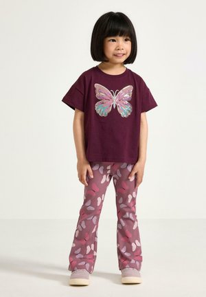 Lindex, LINDEX CROPPED SHORT-SLEEVED TOP WITH SEQUINS LINDEX - T-shirts print - dark lilac