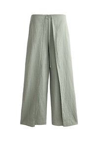 LINEN LAYERED STRAIGHT-LEG - Housut - turquoise