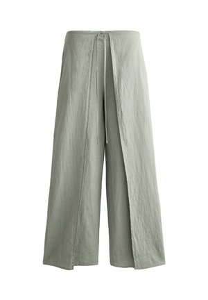 OYSHO LINEN LAYERED STRAIGHT-LEG - Nohavice - turquoise