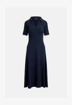 Lauren Ralph Lauren, RIB-KNIT ELBOW-SLEEVE POLO DRESS - Vestido informal - lauren navy