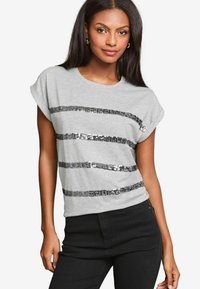 Lipsy REGULAR FIT - ROUND NECK STRIPE SEQUIN - T-Shirt print - grey