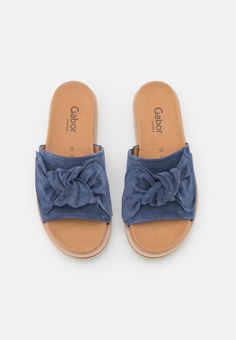 Damen Flache Pantoletten | Gabor Comfort Pantolette flach jeans/blau - EI59414 Damen Flache Pantoletten | Gabor Comfort Pantolette flach jeans/blau - EI59414