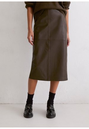 BACKSIDE SLIT - Jupe en cuir - dark chocolate