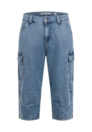 INDICODE JEANS, NICOLAS CHECK SHORTS CARGO - Denimshorts - blue wash