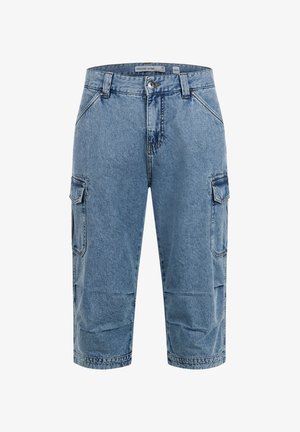 INDICODE JEANS, NICOLAS CHECK SHORTS CARGO - Shorts di jeans - blue wash