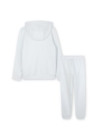 Witte hoodie met een trekkoordkap en ribgebreide manchetten, in combinatie met bijpassende sweatpants met een elastische tailleband. Glad, zacht materiaal.