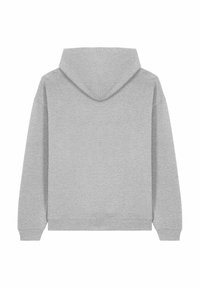 Felpa grigia corta con cappuccio regolabile, polsini e orlo a coste, realizzata in tessuto morbido e strutturato, caratterizzata da un design semplice e minimalista.