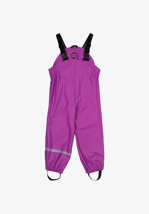 Violet vedenkestävä haalari, jossa on säädettävät hihnat, joustavat hihansuut ja heijastinauha alajaloissa. Sileä pinta.