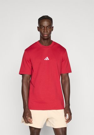 ESSENTIALS SMALL LOGO SINGLE TEE - Tricou basic - active maroon/white