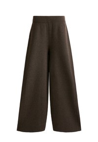 STRAIGHT-LEG KNIT WITH SIDE RIB - Trousers - brown