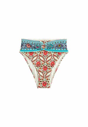 HIGH WAIST HIGH LEG BELTED - Bikini alsók - ecru aqua paisley