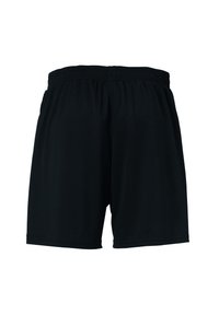 Schwarze Sportshorts aus leichtem Stoff, mit elastischem Bund, lockerer Passform und ohne sichtbare Muster oder Hardwaredetails.