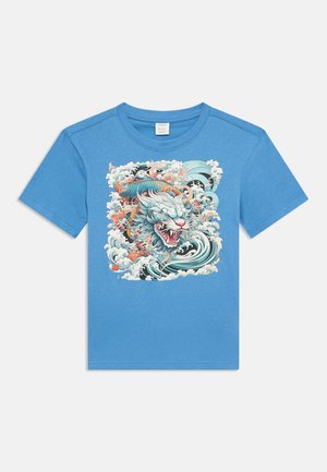 Lindex WAVY MONSTER - T-shirt con stampa - dusty blue