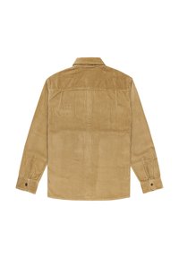 Corduroy overhemd in beige, met een textuurpatroon, lange mouwen, twee achterzakken en knoopsluiting bij de manchetten. Klassieke kraagontwerp.