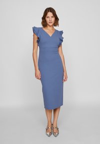VILA VICLARA FRILL V NECK MIDI DRESS - Jersey dress - bijou blue