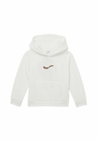 Biela mikina s kapucňou a predným vreckom, s hned�ým vyšívaným textom "REISS LONDON" na hrudi. Mäkká tkanina, ležérny dizajn.