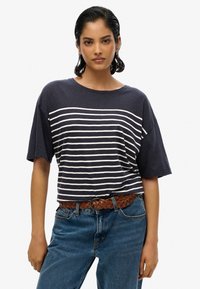 Superdry & Co STUDIOS DROPPED SHOULDER - T-shirts print - navy optic stripe