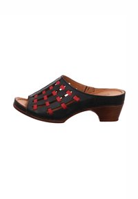 Gemini Damen Pantolette Mit Keilabsatz - Leder Pantoffeln In Blau/lila