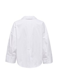 Λευκό μακρυμάνικο πουκάμισο με γιακά, κεντρική ραφή στην πλάτη και μανσέτες με κουμπιά, απεικονίζεται από πίσω σε απλό λευκό φόντο.