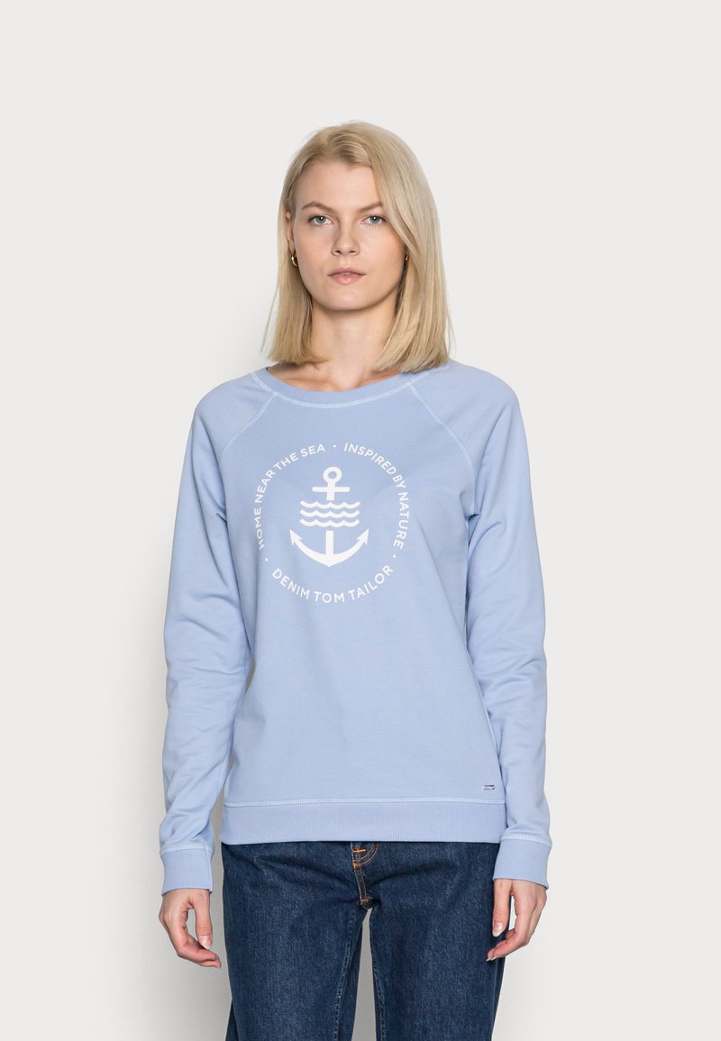TOM TAILOR DENIM PRINTED RAGLAN SWEATER - Camisola - brunerra blue