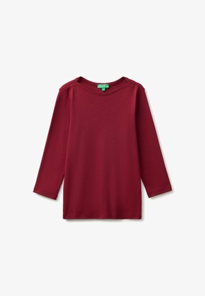 United Colors of Benetton, RIBBED T-SHIRT, SLIM FIT, BOAT COLLAR, 3/4 SLEEVES... - Longsleeve - red