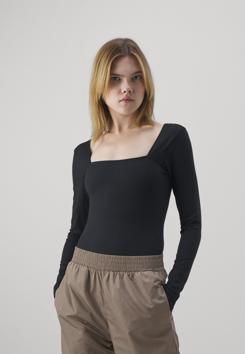 Hollister Co. SEAMLESS SQUARE NECK BODYSUIT Longsleeve CASUAL BLACK