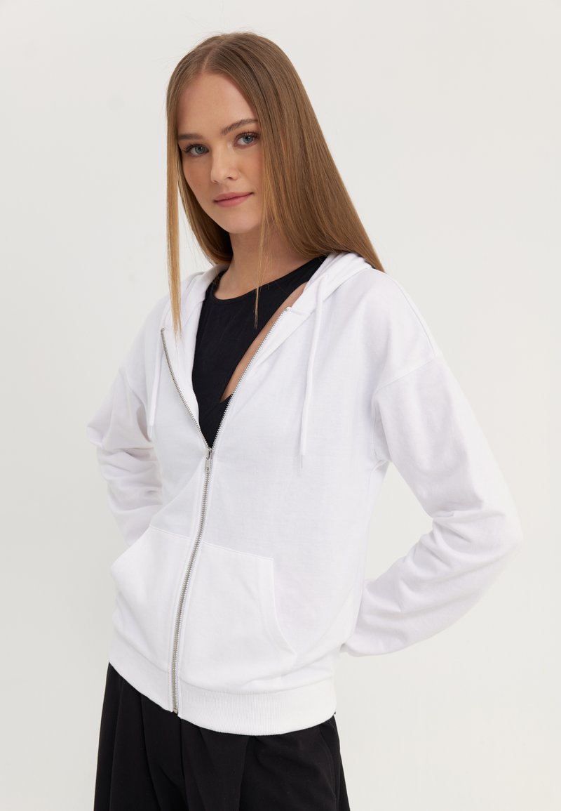 Even&Odd - Sweat zippé - white, Agrandir