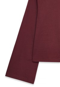 Burgundy långärmad topp i mjukt tyg, med rund halsringning och sydda fålldetaljer. Slät textur, avslappnad passform.