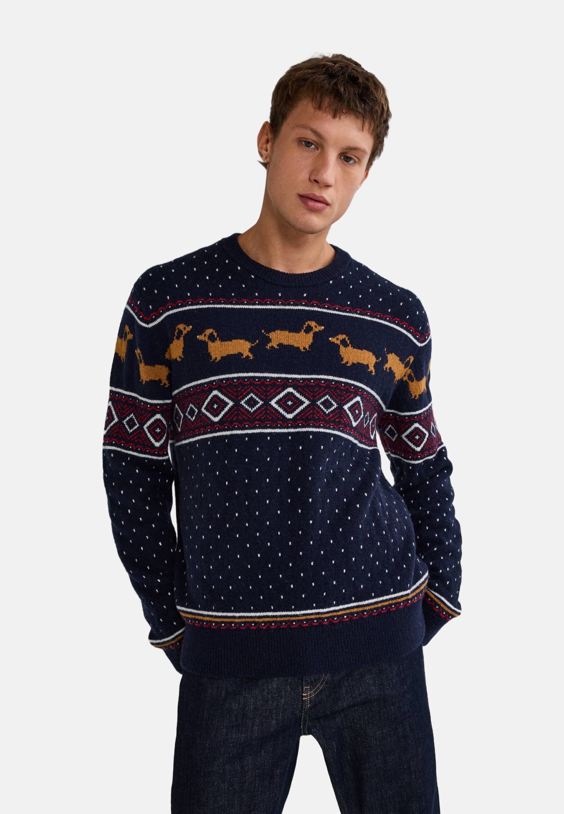 Pull de Noël homme jacquard multicolore - Terre de Marins