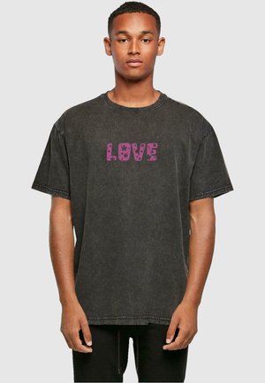VALENTINES DAY - FLOWERS LOVE ACID WASHED HEAVY - T-Shirt print - black
