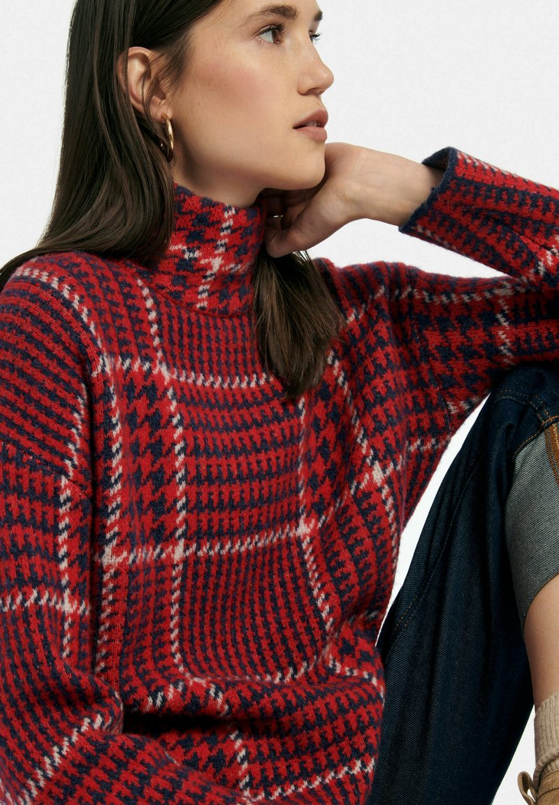 Damen Strickjacken | DAY.LIKE Strickpullover rot/marine/multicolor/rot - EA33895 Damen Strickjacken | DAY.LIKE Strickpullover rot/marine/multicolor/rot - EA33895