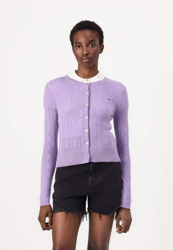 CREW NECK CARDIGAN - Cardigan - purple