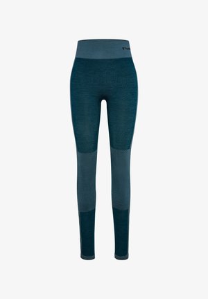 Cyklamen leggings med høj talje, med varierede teksturer og farveblokering. Lavet af strækbart materiale for komfort og bevægelse.