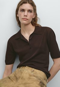 Massimo Dutti Polo shirt - mottled dark brown