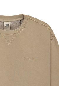 Beige Sweatshirt aus strukturiertem Stoff, mit einem gerippten Rundhalsausschnitt und einem kleinen, geprägten "element" Logo auf der Brust.