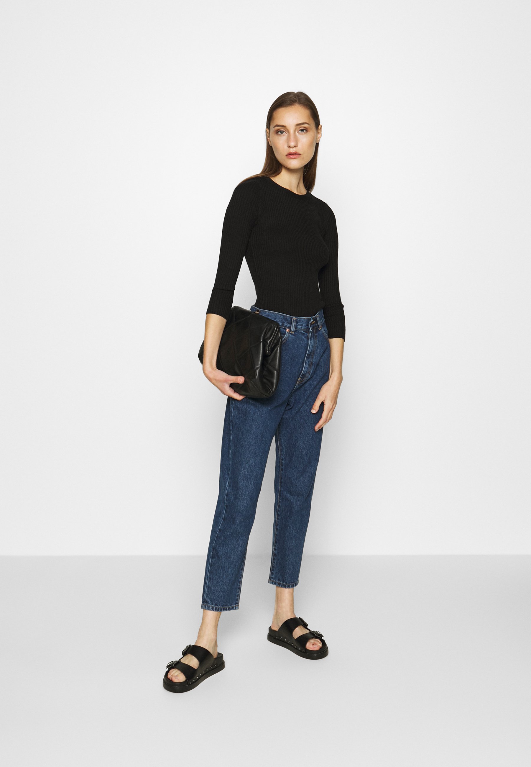 Anna Field BASIC rib 34 sleeve jumper Trui blackZwart Anna Field BASIC rib 34 sleeve jumper Trui blackZwart